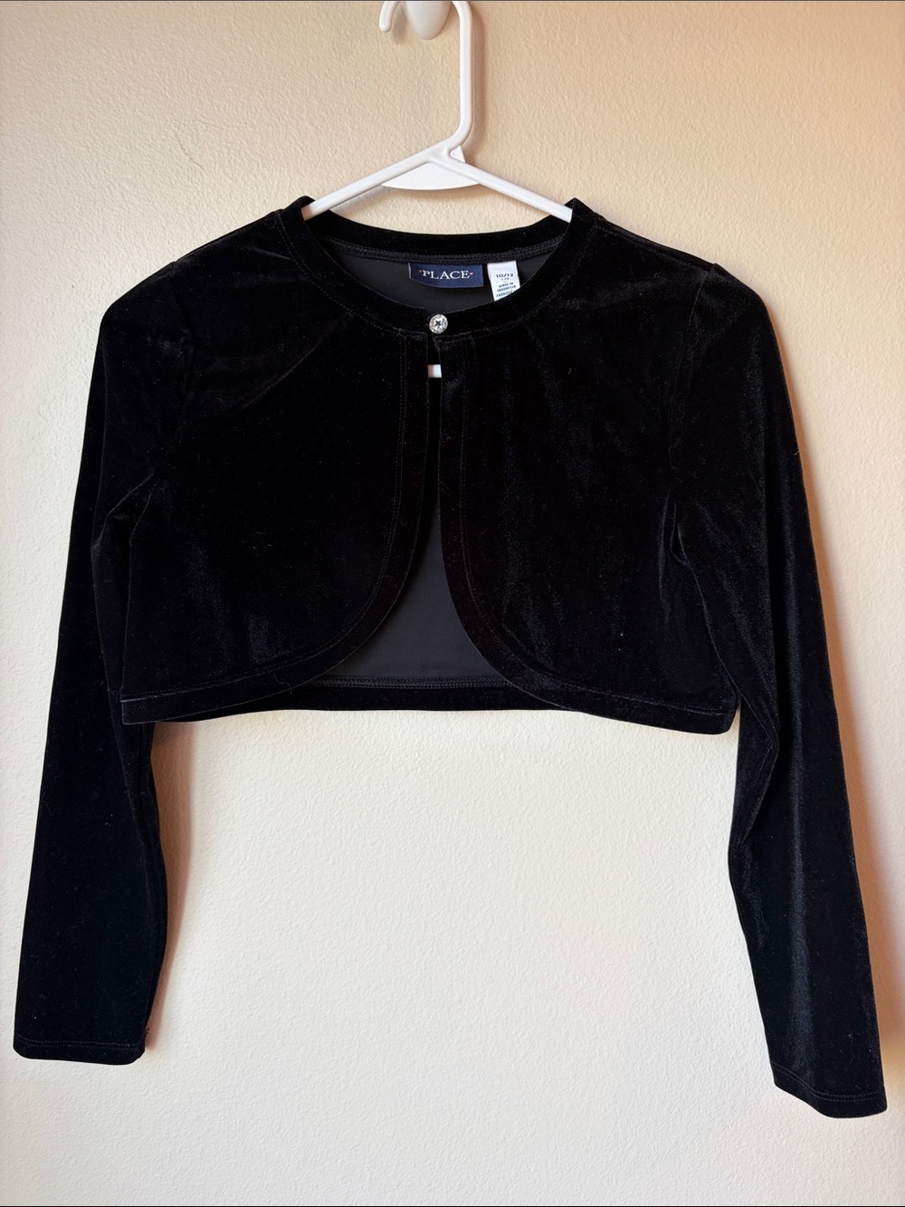 The Children's Place Black Velvet Cropped Bolero Jacket